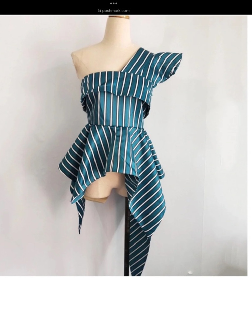 SELF-PORTRAIT-Teal silky one shoulder top